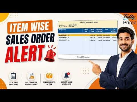 Item Wise Sales Order Alert in TallyPrime - Custom Tally Prime Add-on & TDL Customization by Shivansh Infosys