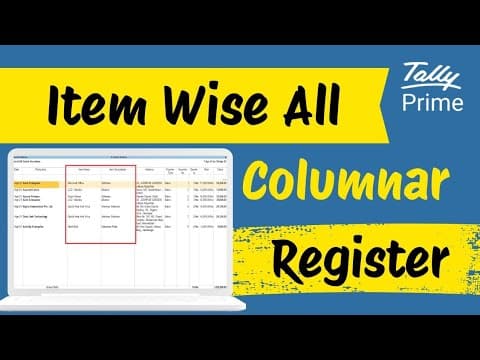 ITEM WISE COLUMNAR REGISTER IN TALLY PRIME - Custom Tally Prime Add-on & TDL Customization by Shivansh Infosys