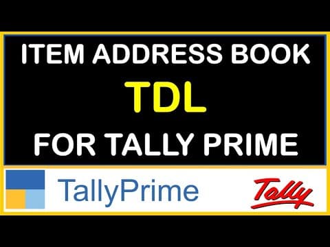 ITEM MASTER ADDRESS BOOK IN TALLY PRIME - Custom Tally Prime Add-on & TDL Customization by Shivansh Infosys