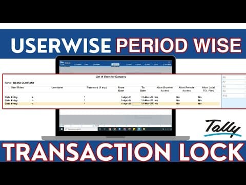 USER-WISE PERIOD-WISE TRANSACTION LOCK IN TALLY PRIME | SECURE YOUR DATA WITH TDL - Custom Tally Prime Add-on & TDL Customization by Shivansh Infosys